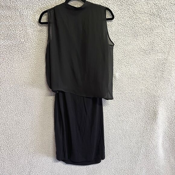AllSaints Dress Womens 8 Black Draped Wrap  Viscose Sleeveless Sheer Overlay - Picture 5 of 8